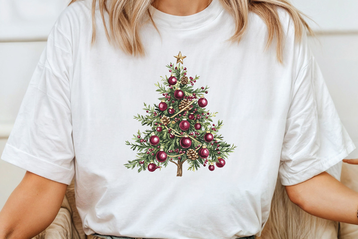 Elegant Burgundy Christmas Clipart, an Illustration by CraftArtStudio (Photo 4 of 6)