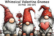 Whimsical Valentine Gnomes Clipart, an Illustration by CraftArtStudio (Thumbnail 1 of 6)