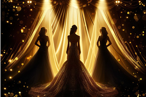 Elegant beauty pageant silhouettes, an Illustration by Lermont51