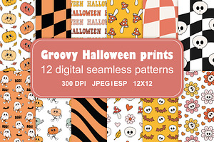 Groovy Halloween Seamless Patterns