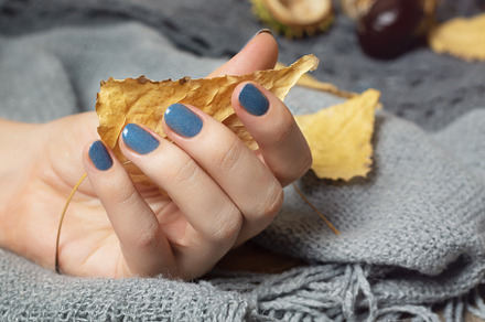 Female hand with blue nail design containing nail design, nail, and beauty, a Beauty & Fashion Photo by Maryna K. Photography