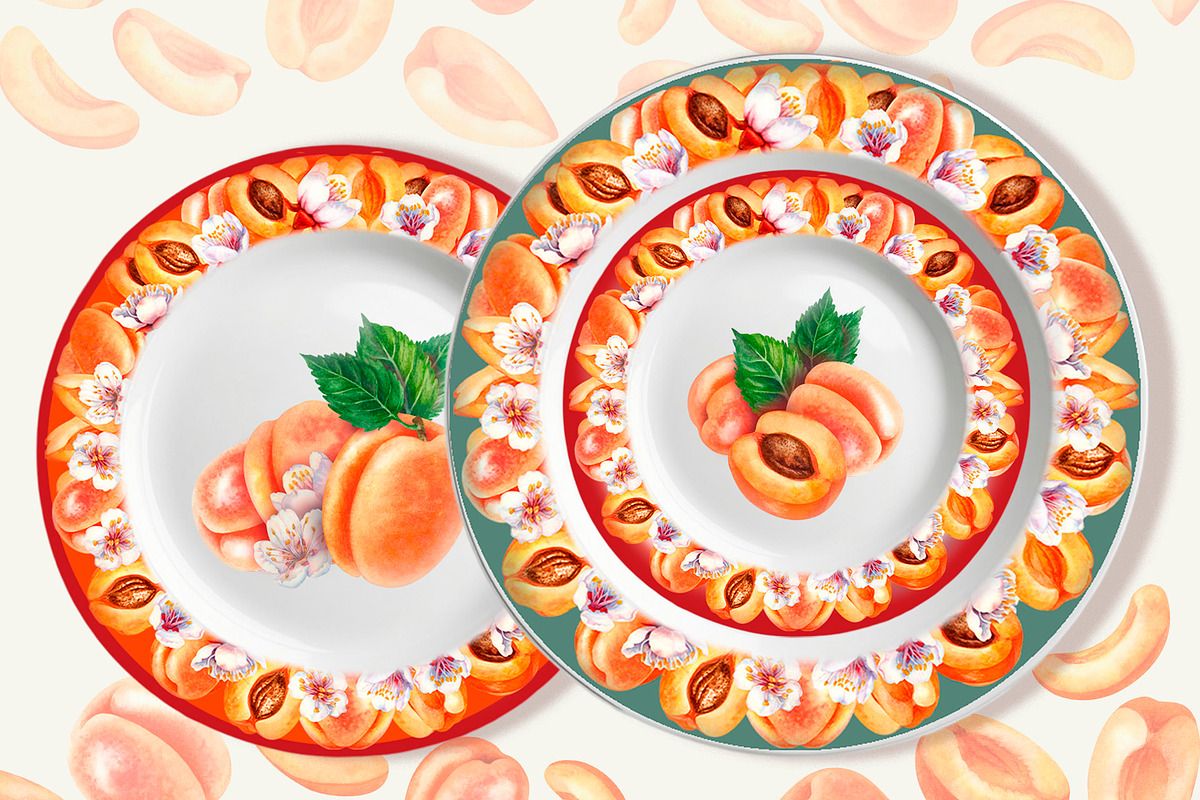 Apricot Fruits & Flowers, watercolor, a Food Illustration by EL_SUHOVA (Photo 6 of 17)