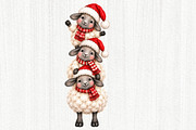 Whimsical Christmas Sheep Clipart, a Seasonal Illustration by fashionaddict (Thumbnail 3 of 11)