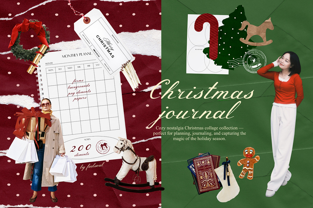 Christmas Journal Collage Pack, an Object Graphic by Feelsoul (Photo 1 of 7)
