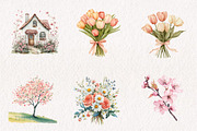 Watercolor Cute Spring Collection, an Illustration by CreationArt (Thumbnail 3 of 10)