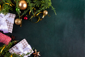 Christmas dark green background, a Holiday Photo by Rimma