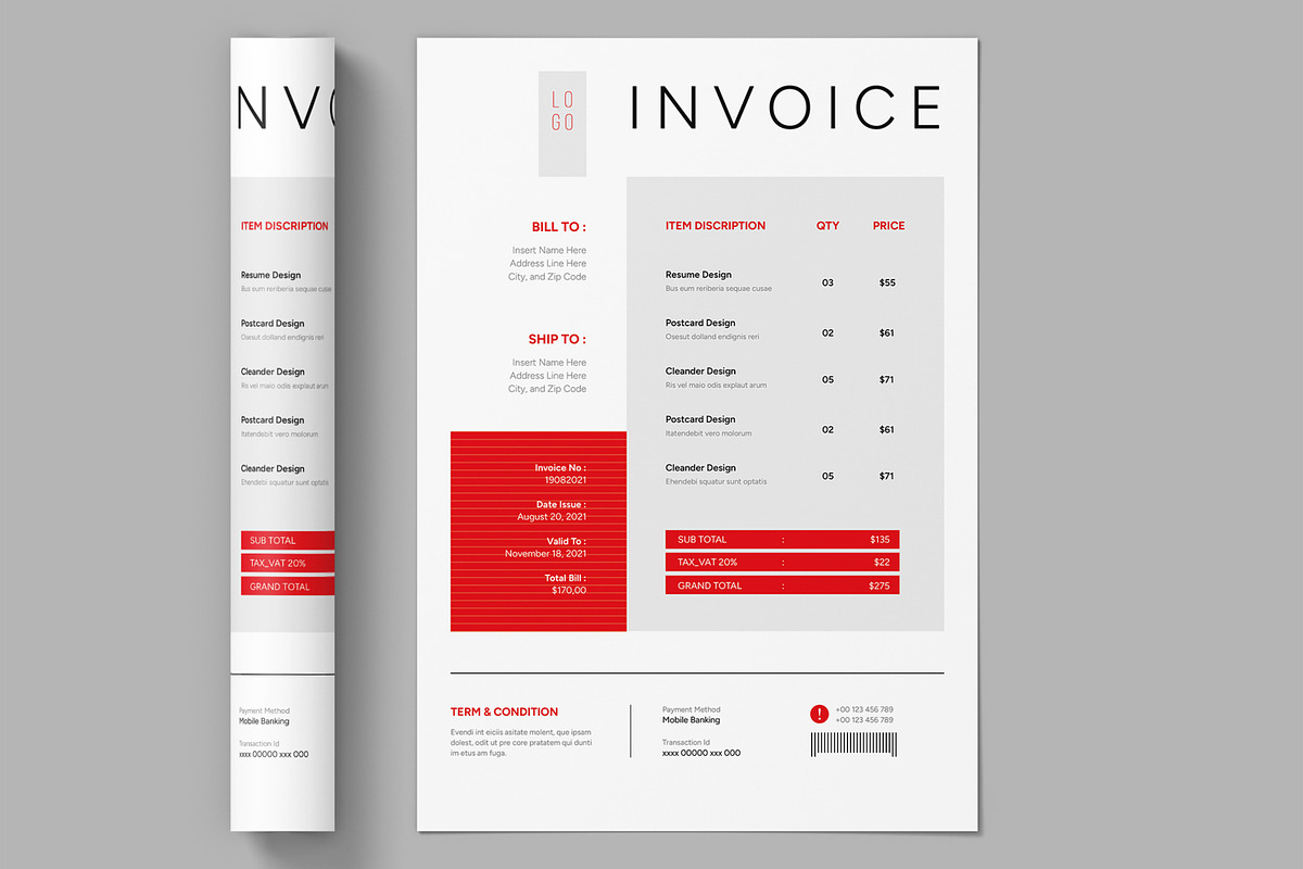 Minimal Invoice Layout, a Stationery Template by ContestDesign (Photo 3 of 3)