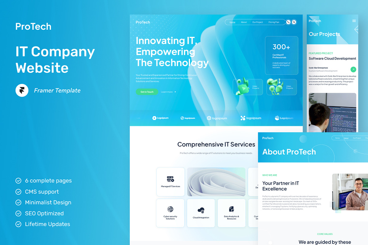 ProTech - IT Company Website Framer, a Websites & App Template by peterdraw (Photo 1 of 5)