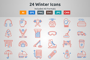 Line Tow Color Winter Icons