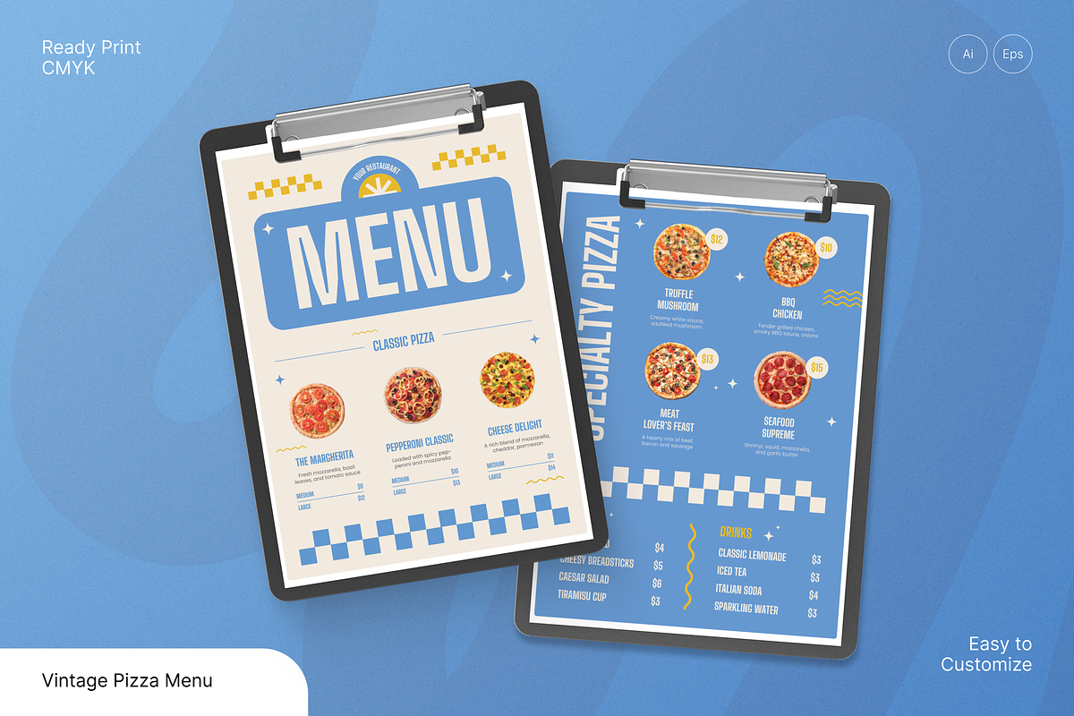 Vintage Pizza Menu, a Print Template by Annora Studio (Photo 1 of 6)