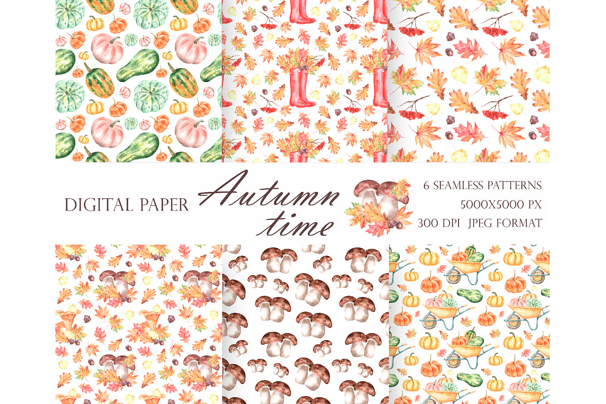 Autumn time watercolor set., a Seasonal Illustration by SabinaWatercolorArt (Photo 4 of 16)