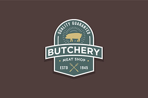 Vintage Butchery Pork Meat Logo