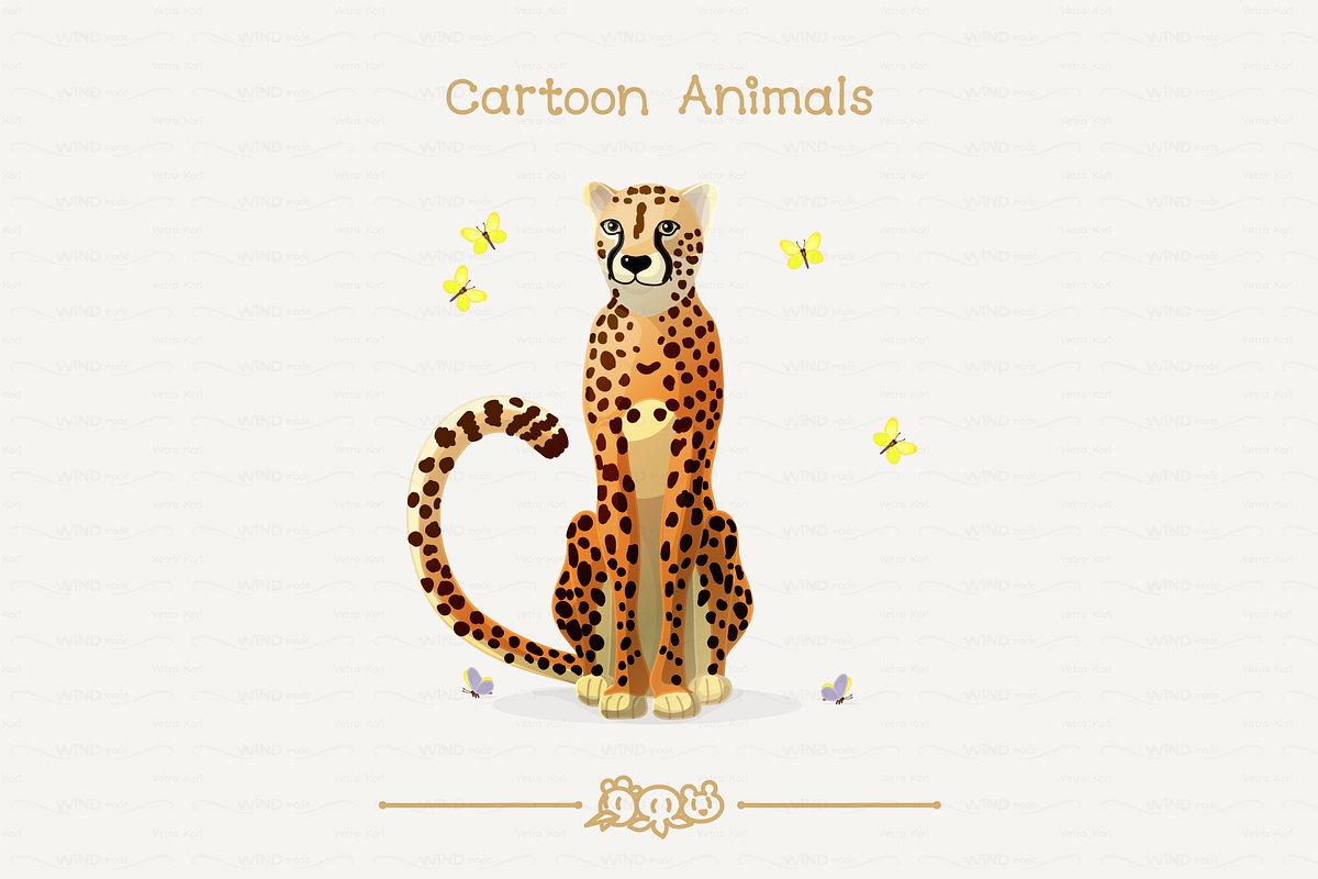vector cheetah butterflies, an Animal Illustration by WINDmade