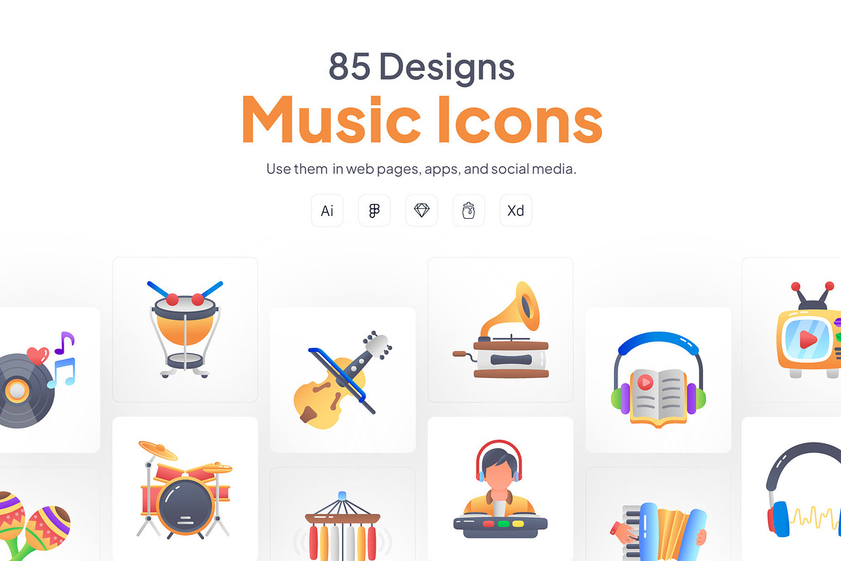 Music and Instrument Icon Set, a Duotone Icon by Prosymbols (Photo 1 of 8)