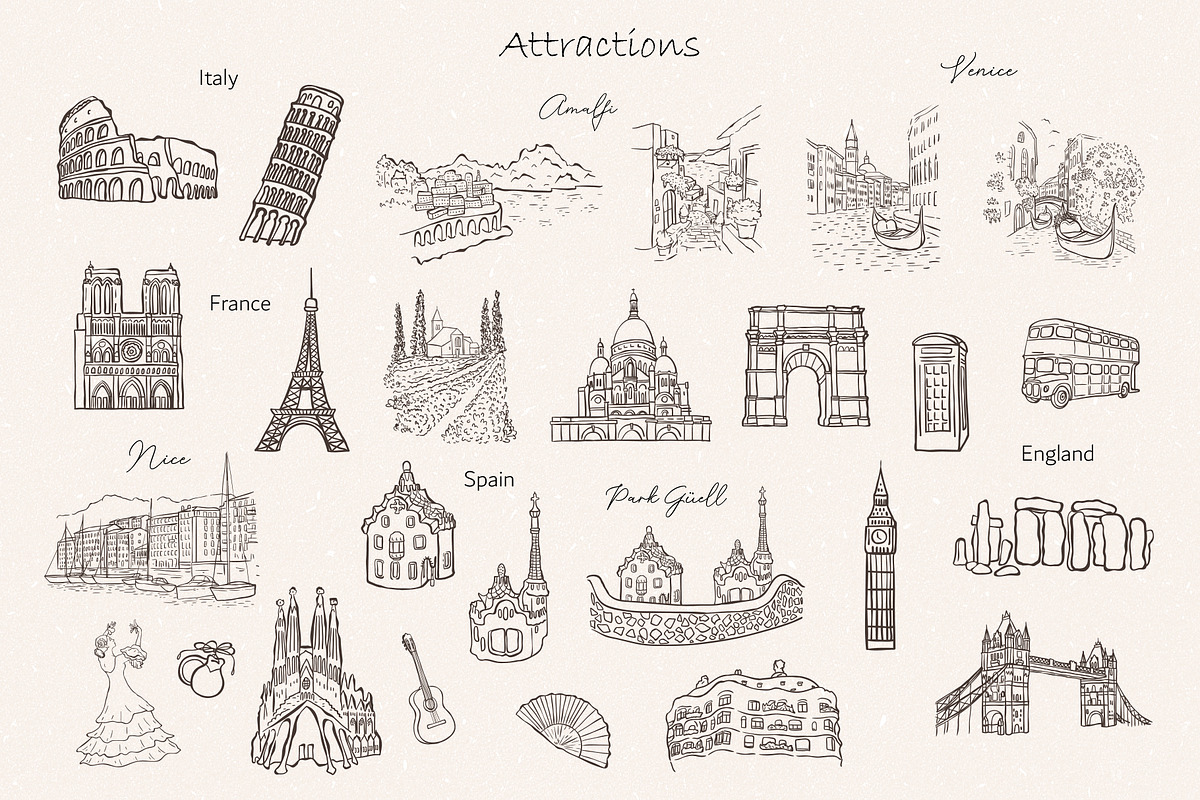 Our Honeymoon in Europe. Doodles., an Object Illustration by Designwork (Photo 2 of 9)