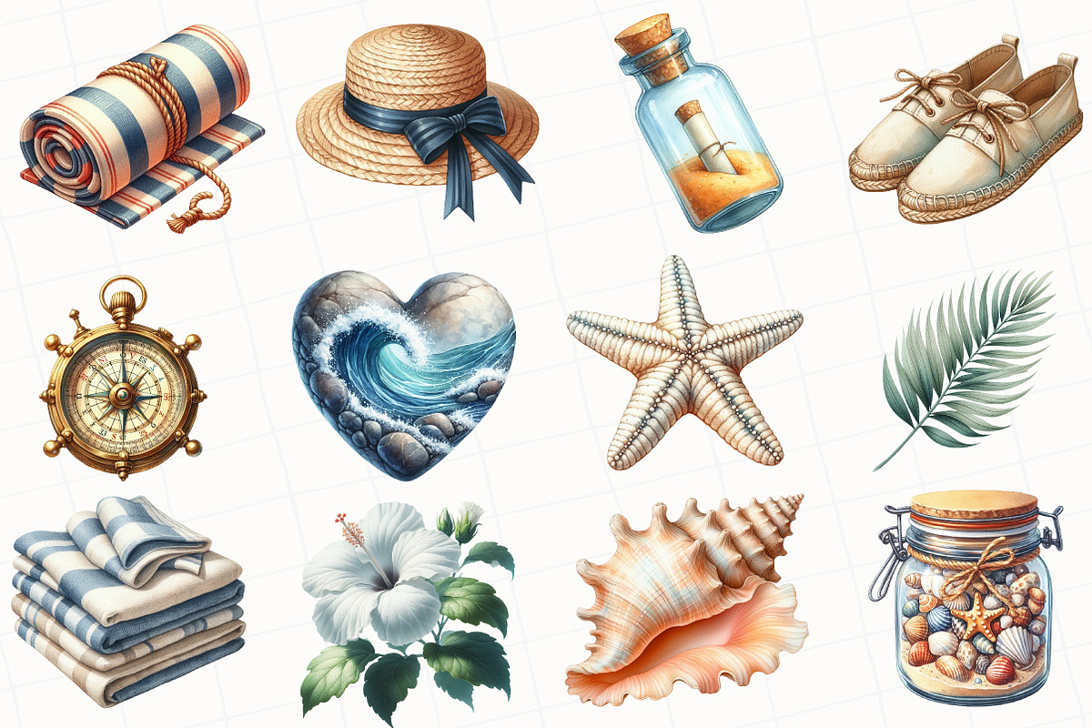 Summer Coastal Serenity Clipart, an Illustration by OK Design (Photo 5 of 5)