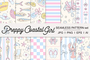 Preppy Coastal Girl seamless pattern, a Pattern Graphic by @olga.angelloz (Thumbnail 1 of 3)