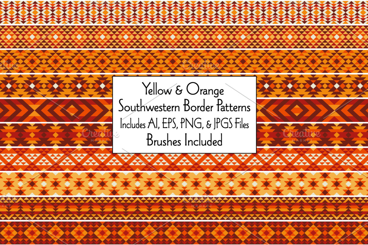 Orange Southwestern Border Patterns, a Brush Add-On by Melissa Held Designs (Photo 1 of 3)
