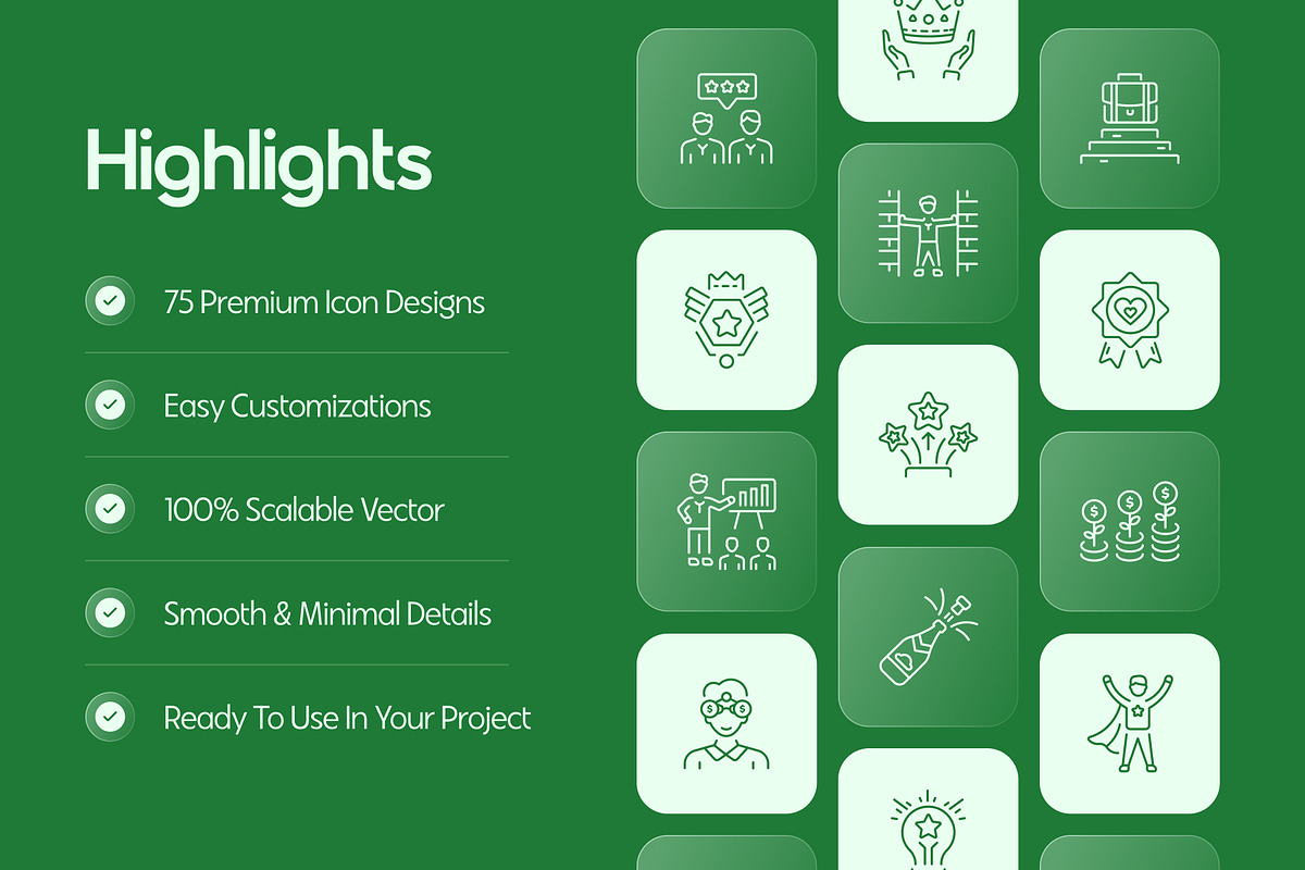 Success Icon Art Set, an Outline Icon by Prosymbols (Photo 2 of 7)