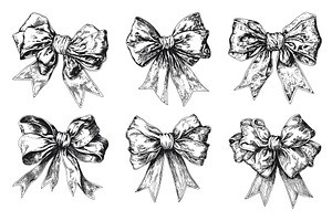 Vintage Gift Bows Antique Monochrome, an Object Illustration by LadadikArt
