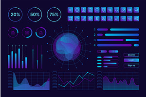 Blue interface kit ui ux web icons, a Texture Illustration by Lemberg Vector