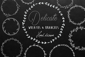 Black & White Wreaths - Hand Drawn