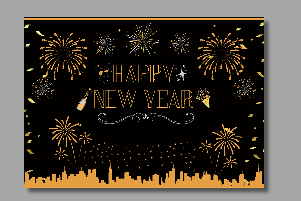 Radiant Black New Year Card | Canva, a Card Template by WynterLife Studio (Photo 2 of 6)