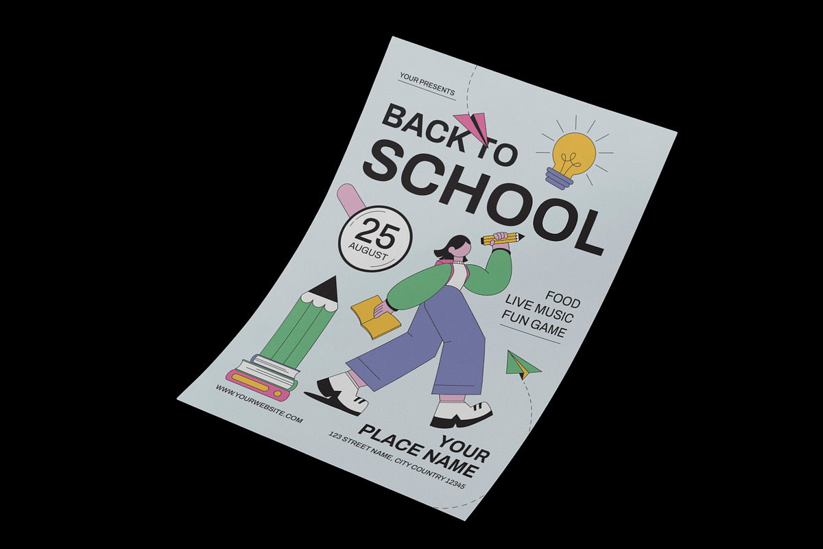 Flat Vector Back to School Flyer, a Flyer Template by Neermana (Photo 2 of 4)