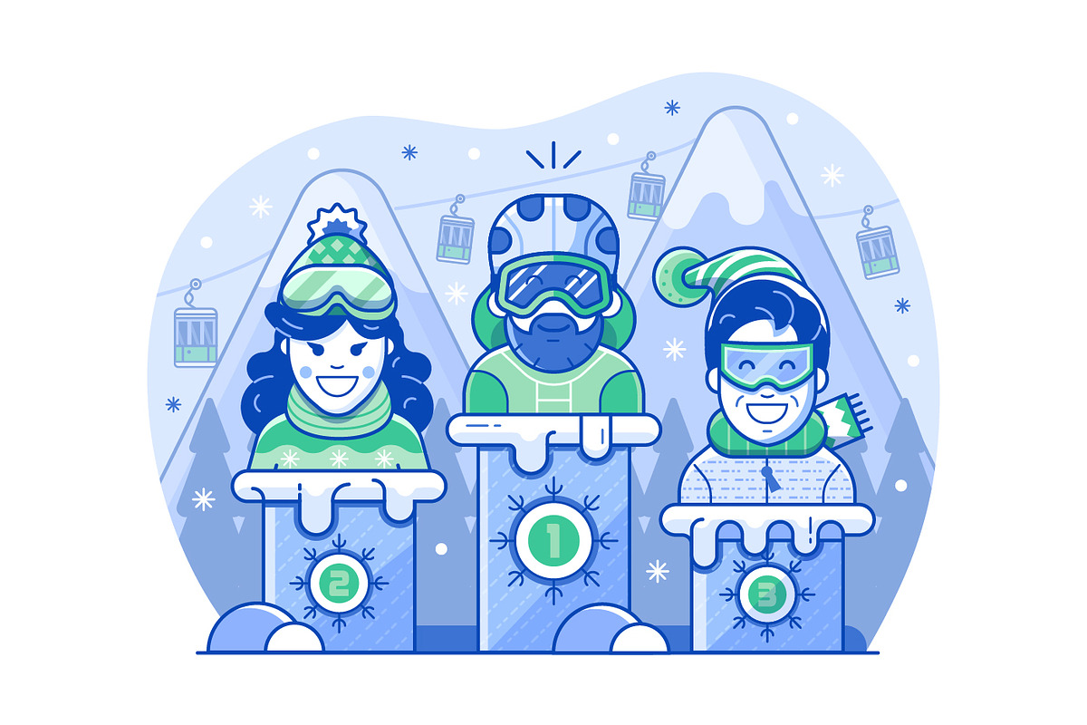 Skiing Resort Web Illustrations, a Sport Illustration by Alex Krugli (Photo 6 of 15)