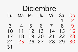 December 2018 Planing Calendar.