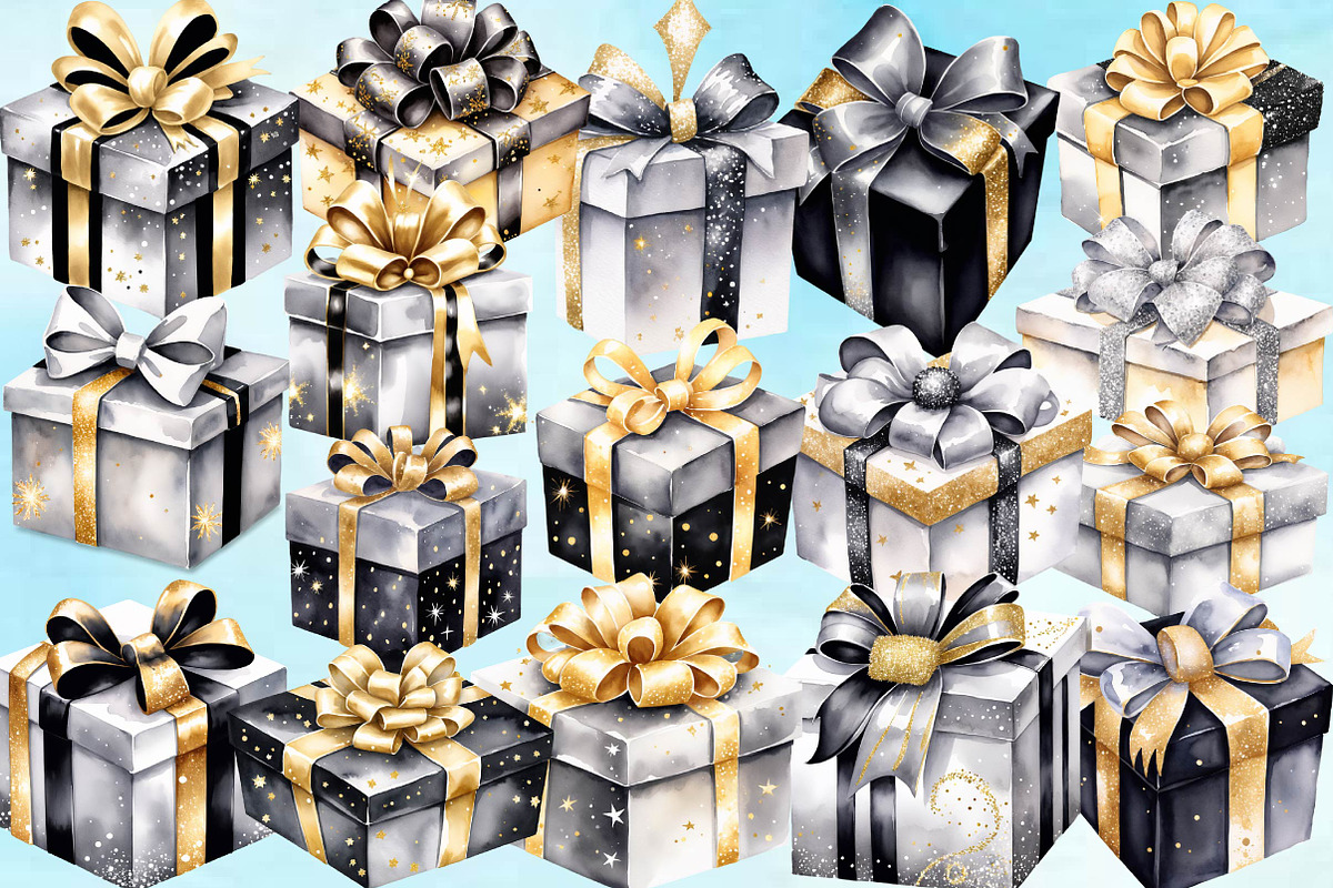 Christmas Gift Box Gold Silver, an Illustration by Wow Magic (Photo 2 of 5)