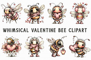 Whimsical Valentine Bee Clipart, an Illustration by Libby Wishes (Thumbnail 2 of 4)