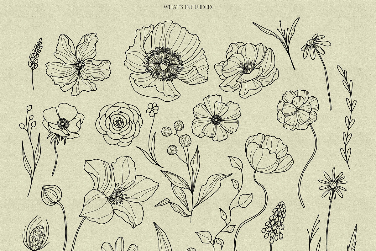 Wildflowers Procreate Stamps, a Brush Add-On by Dervik Art Store
