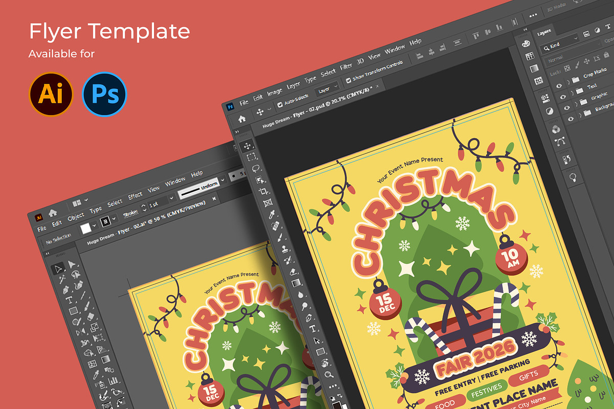 Playful Christmas Fair Flyer, a Flyer Template by Huge Dream Studio (Photo 4 of 5)
