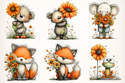 Watercolor Sunflower Animals Clipart, a Transportation Illustration by Digital Artistic99 (Thumbnail 2 of 9)