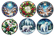 Christmas Round Stained Glass Clipar, an Illustration by Designworld (Thumbnail 3 of 6)