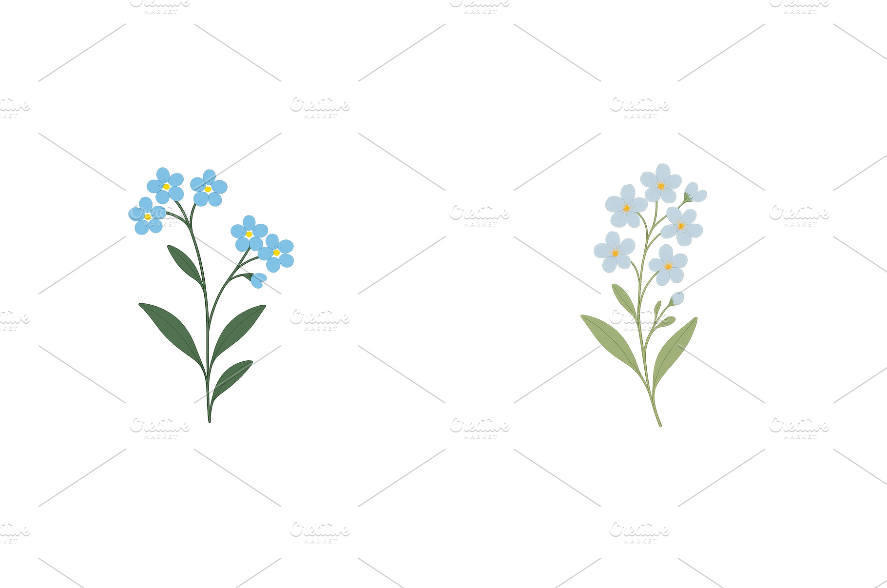 Delicate blue flowers with green, a Nature Photo by ZinetroN
