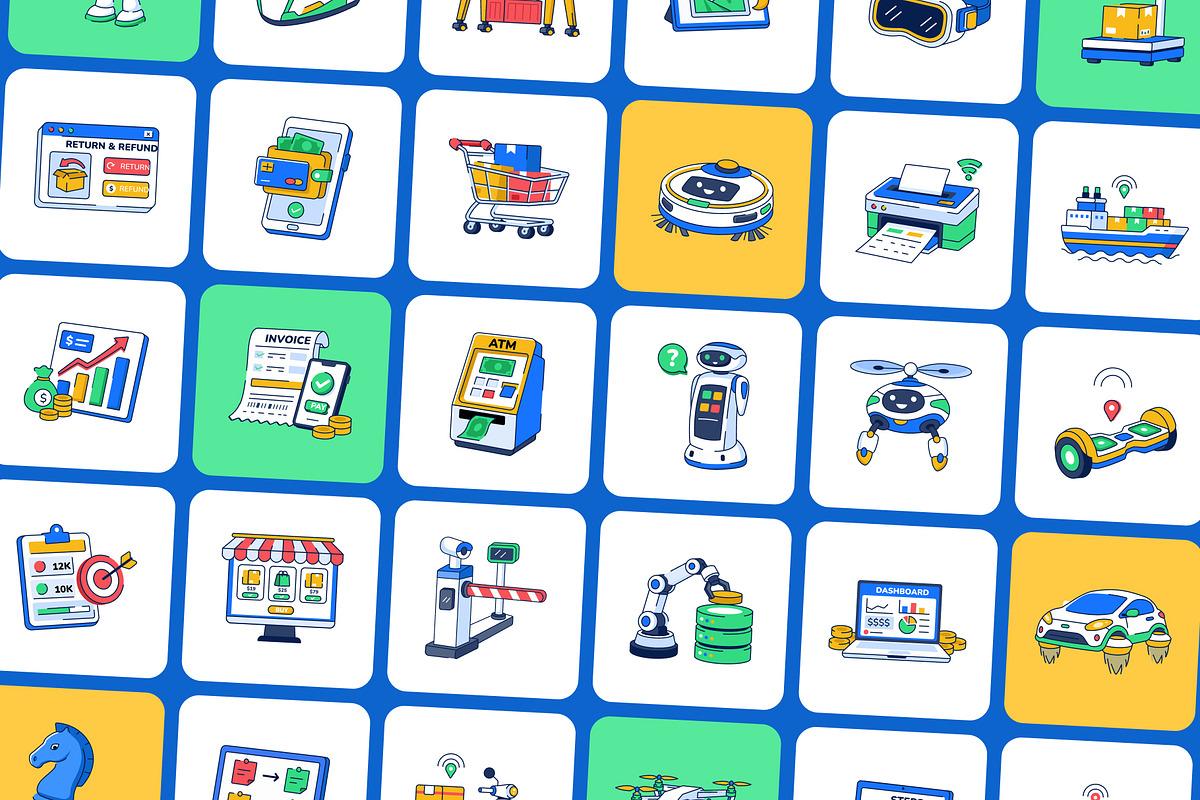 Animated Technology Flat Icons, a Duotone Icon by Brickclay (Photo 3 of 3)