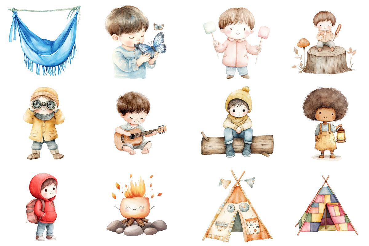 Cute Camping Clipart, an Illustration by CitraGraphics (Photo 3 of 5)