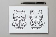 12 Funny Cat Wearing Jacket Coat, an Animal Illustration by jongcreative (Thumbnail 2 of 6)