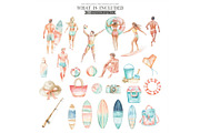 Watercolor Beach Day Clipart, an Illustration by CharmClipart (Thumbnail 2 of 9)