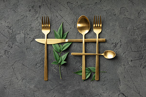 Culinary Flat-Lay Collection with Vintage and Modern Cutlery, Sp, a Food & Drink Photo by Natalia Klenova's Shop