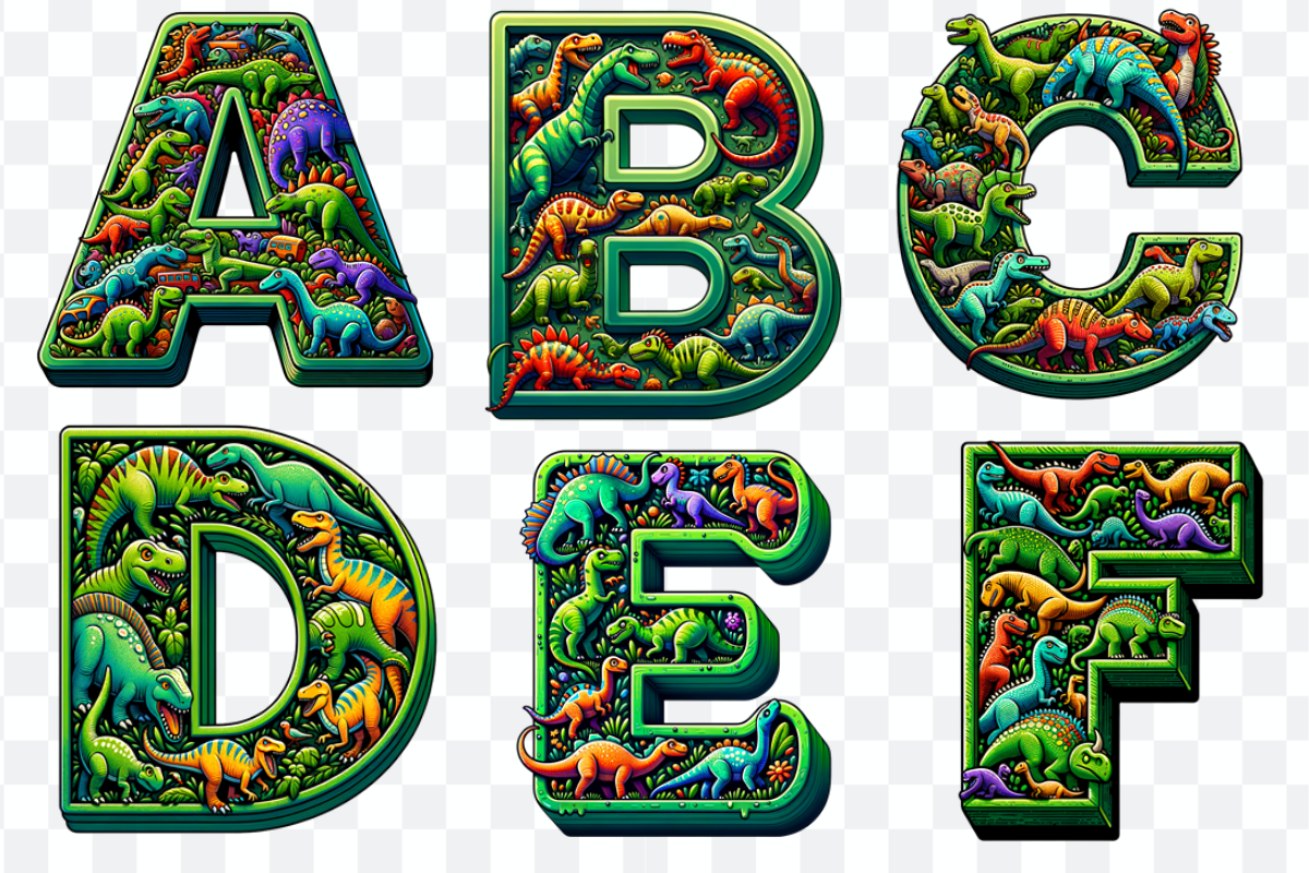 Dinosaur Display Font Alphabet ABC, a Symbol Font by Bubble Pixel (Photo 3 of 8)