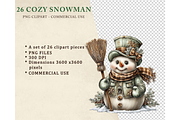 Cozy Snowman Clipart JPG, an Illustration by Memories By Lea (Thumbnail 2 of 17)