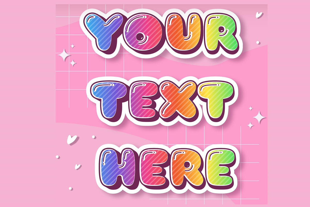 Gradient Text Effect Kawaii Font, a Templates & Theme by studiogstock (Photo 4 of 4)