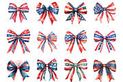 Watercolor Patriotic Bow 4th July, an Illustration by Designking (Thumbnail 2 of 5)