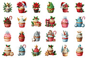 Christmas Cupcakes Clipart Bundle, an Illustration by SinaCreation (Thumbnail 2 of 7)