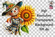 Cute Scarecrow Clipart PNG Bundle, a Graphic by Clipart Bloom (Thumbnail 9 of 11)