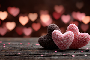 Two hearts on wood Valentine's Day l, a Photo by Pixeness Studio