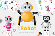 Cute robots clipart, an Object Illustration by YuNa (Thumbnail 1 of 7)